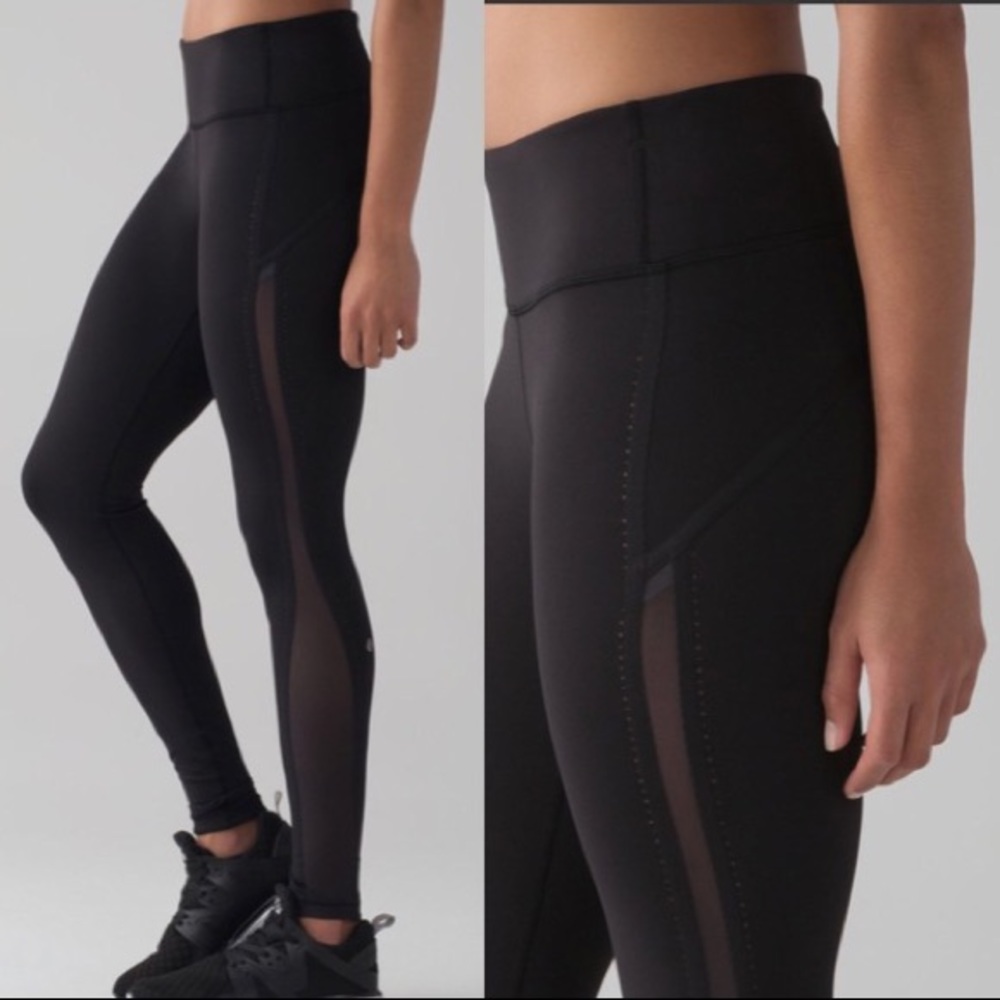 Black Lululemon Smooth Stride Pants w/ Mesh